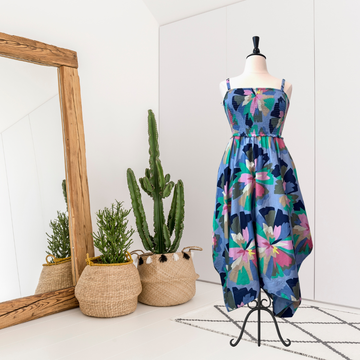 Smocked Handkerchief Hem Midi Dress