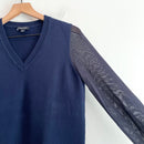 Semi-Sheer Sleeve V-Neck Sweater-5