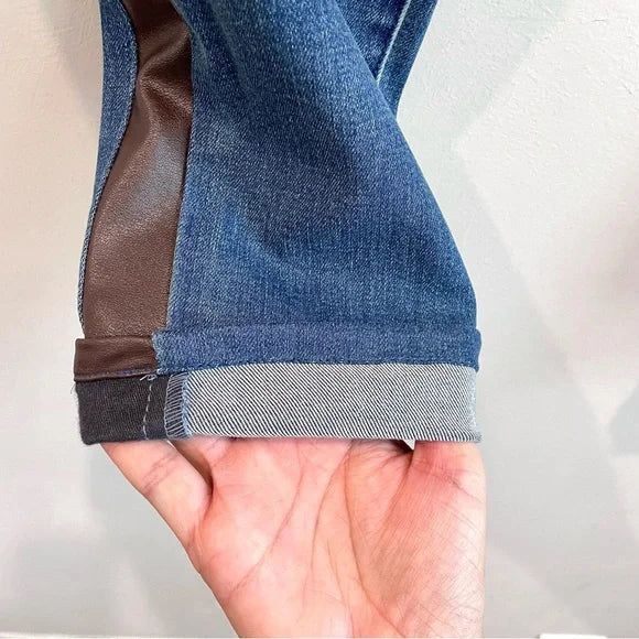 Leather Inset Skinny Jeans
