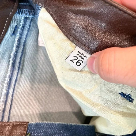 Leather Inset Skinny Jeans